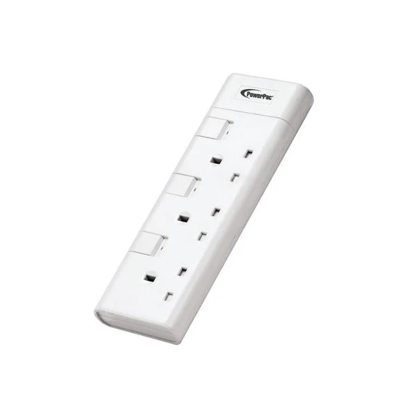 PowerPac PP8553N 13A 3 Gang Portable Switch Socket Outlet (White)