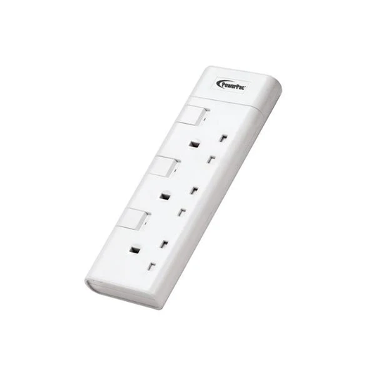 PowerPac PP8553N 13A 3 Gang Portable Switch Socket Outlet (White)