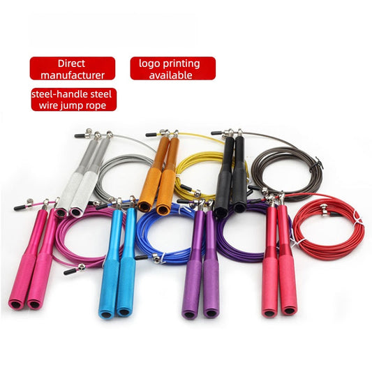 Adjustable Steel Wire Jump Rope – Aluminum Handles, Bearing Speed Rope for Adults, Lightweight & Professional, Custom Logo Supported